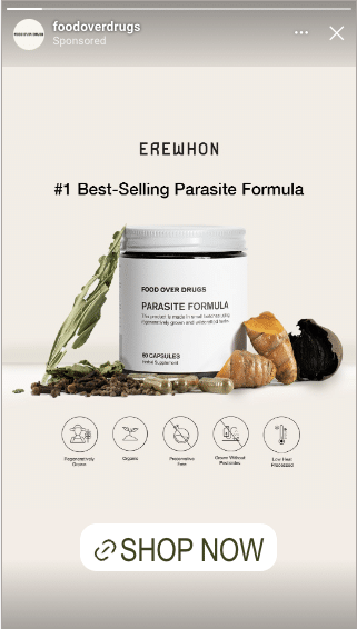 Erewhon Parasite Instagram Stories Ad